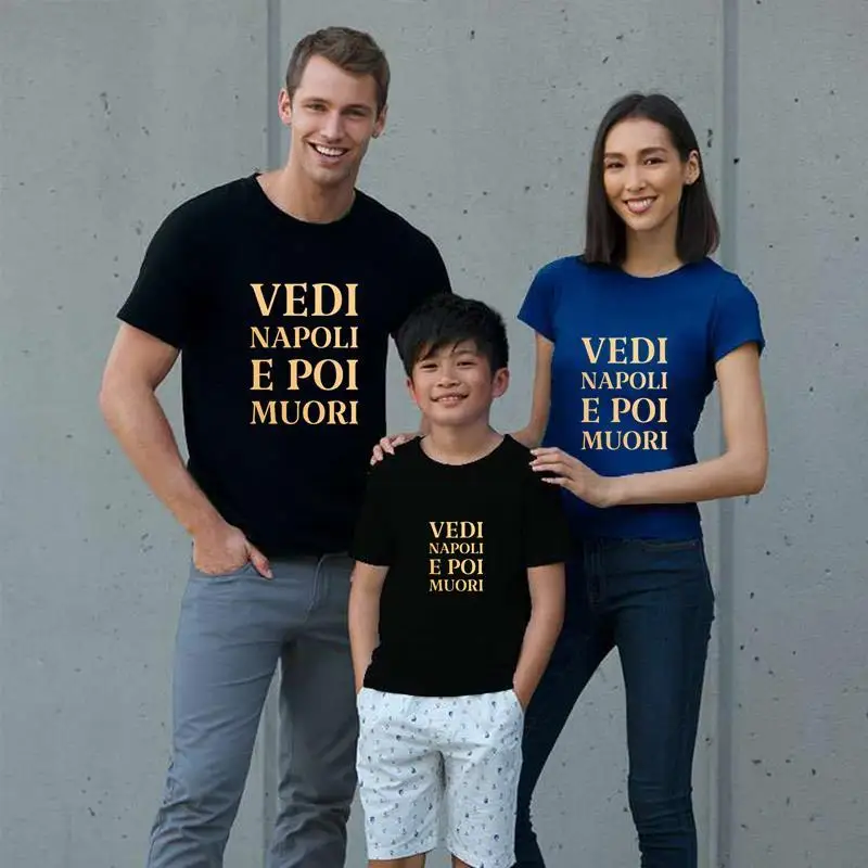 Винтажные итальянские футболки vedi napoli e poi muori мужские s 5xl облегающий узор|Мужские