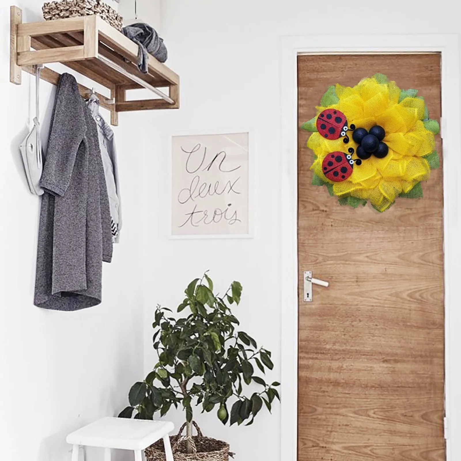 

Simulation Leaf Bee Sunflower Wreath Artificial Garland Hanging Pendants Bow Wedding Spring Garden Door Festive Home Decorations