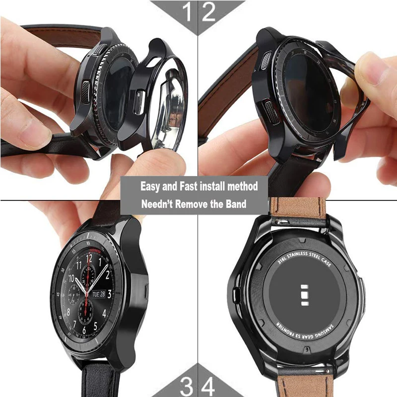 Protector Case for samsung Galaxy watch 46mm Gear S3 Frontier Cover soft TPU plated All Around protective frame Accessories|Ремешки для