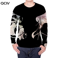 qciv brand skeleton long sleeve t shirt men colorful funny t shirts painting hip hop art 3d printed tshirt mens clothing summer