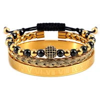 new stainless steel gold bracelet set skeleton bangles men top quality adjustable bead friendship bracelet dropshipping