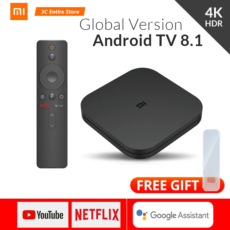Оригинальная глобальная Xiaomi Mi ТВ коробка S 4K ТВ-приставка Android 8,1 со сверхвысоким разрешением Ultra HD, 2G 8G WI-FI Google Cast Netflix IPTV Set-Top Box 4 Media Player