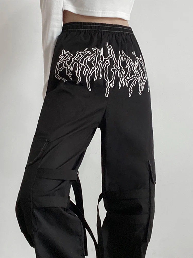 Винтажные штаны InsGoth с асимметричным рисунком для инструментов большими