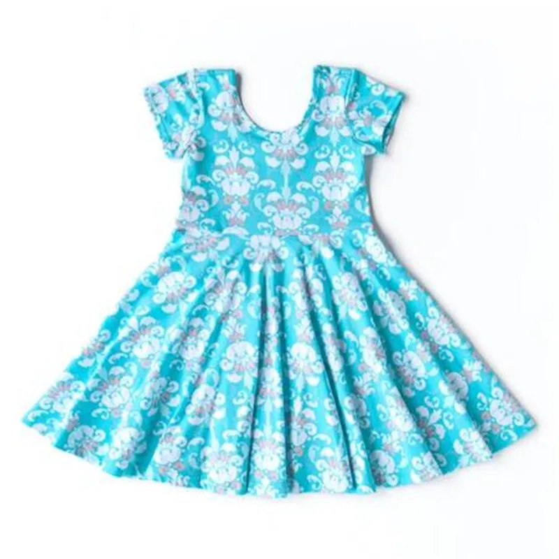 

FPZIPE Baby Girls Summer Dress Casual Cotton Short Sleeve Blue Floral Print Dress Boutique Children Clothing Kids Girls Dresses