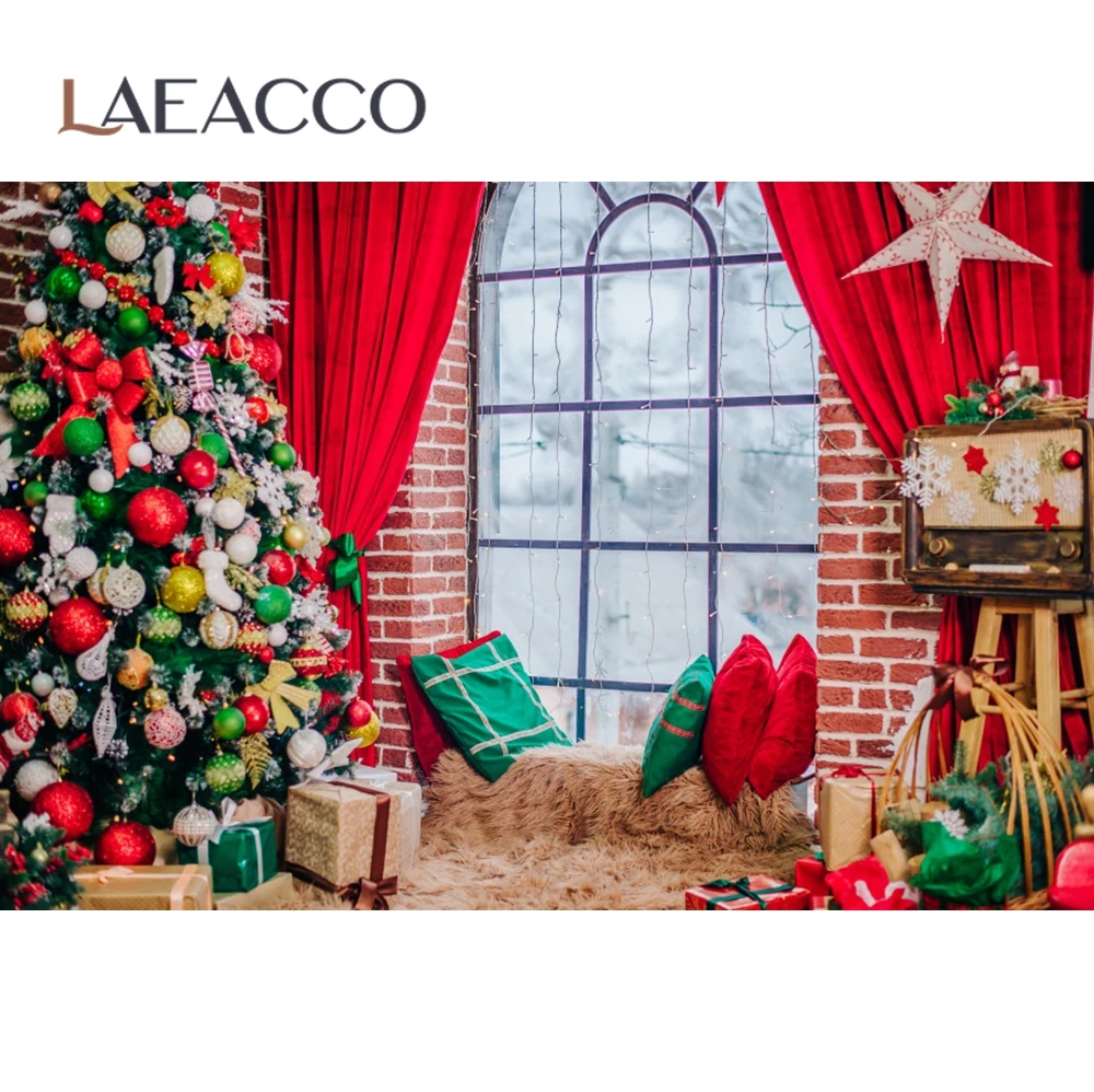 Laeacco Рождественские фоны для фотосъемки зимние снеговик дерево мяч куклы с
