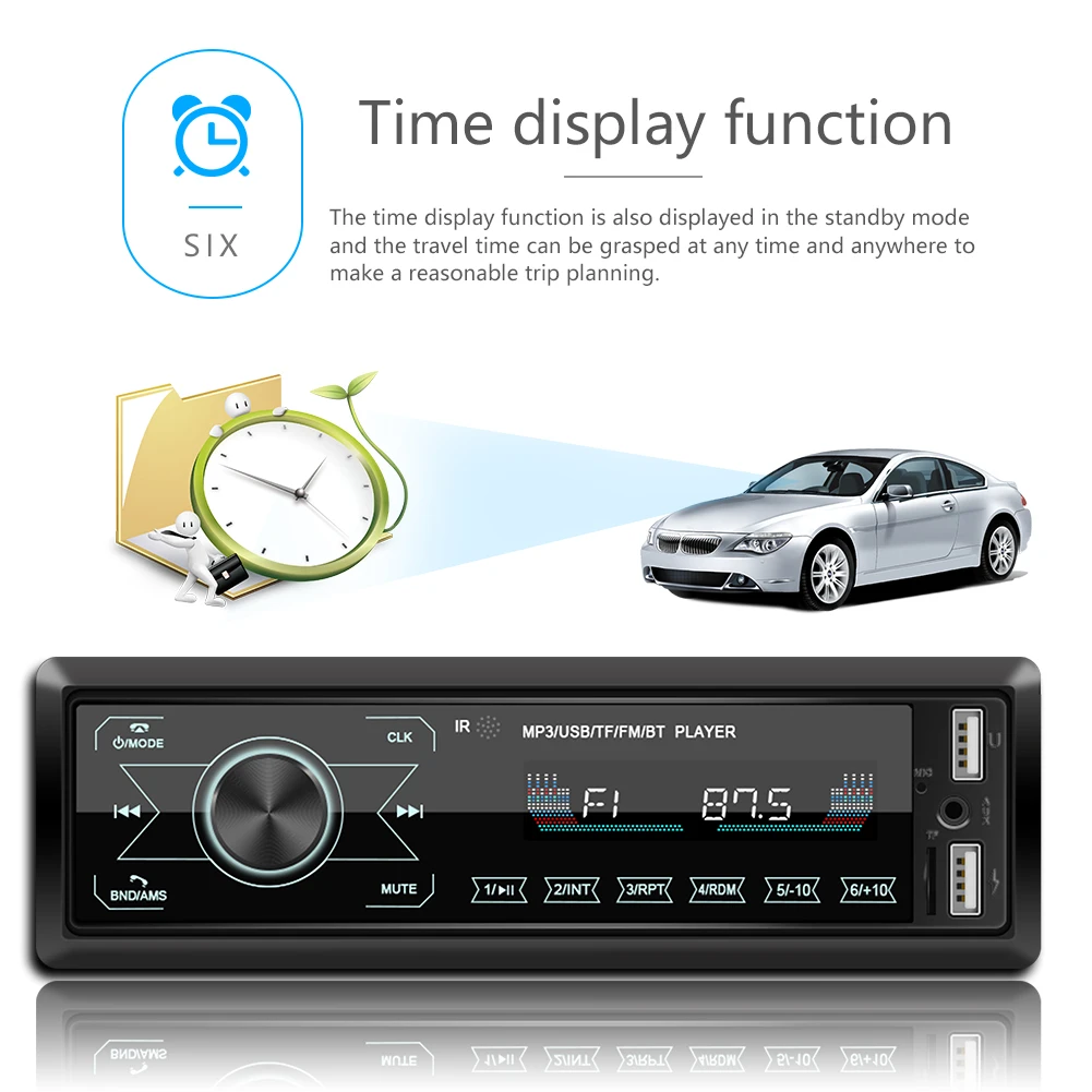 Автомагнитола с Bluetooth 12 В 1 Din стерео MP3 плеер 7 цветов светильник сенсорные клавиши