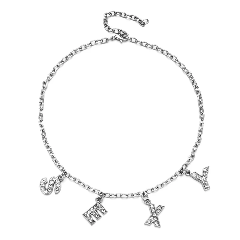

etter Necklace For Women Elegant Bling Crystal Pendant Chain Necklace Jewelry Daddy Angel Drop Ship
