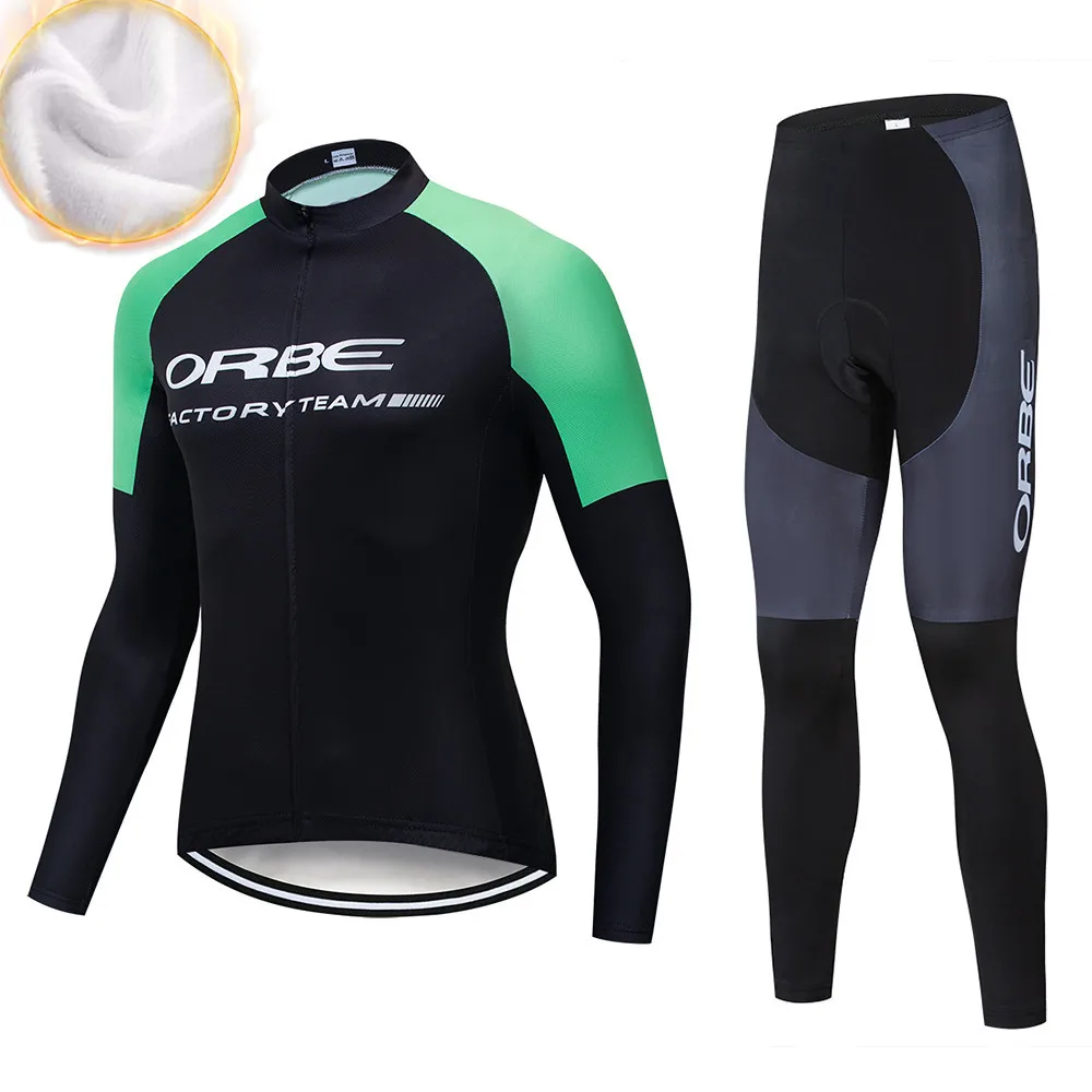 Cycling suit ORBEAING зимний теплый флисовый комплект для велоспорта, термальная одежда для велоспорта Mtb, одежда для верховой езды, Ropa Ciclismo - Цвет: Cycling suit