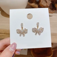 2020 new fashion womens earrings delicate sweet cute zircon bowknot drop earrings for women girl party jewelry gifts wholesale