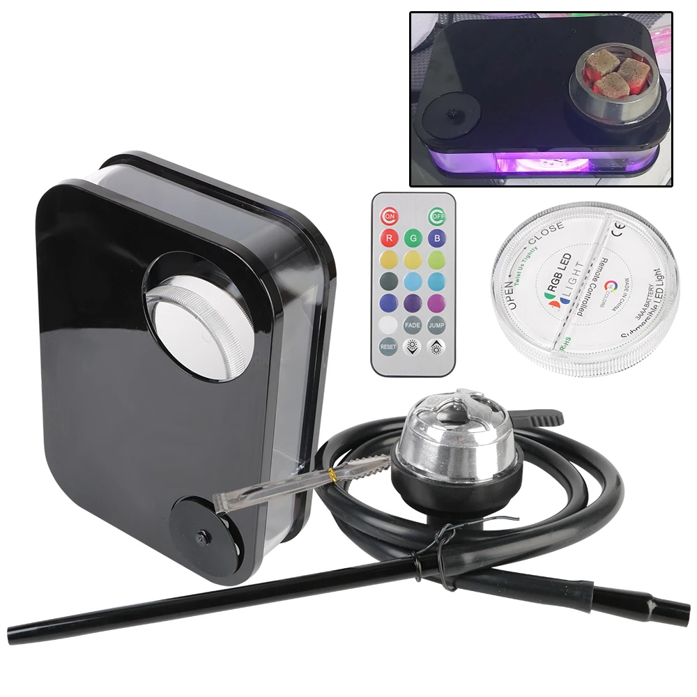 

Smoking Water Pipe Acrylic Hookah Portable Shisha Box Narguile Chicha with LED Light Cachimba Smoking Accessories Set