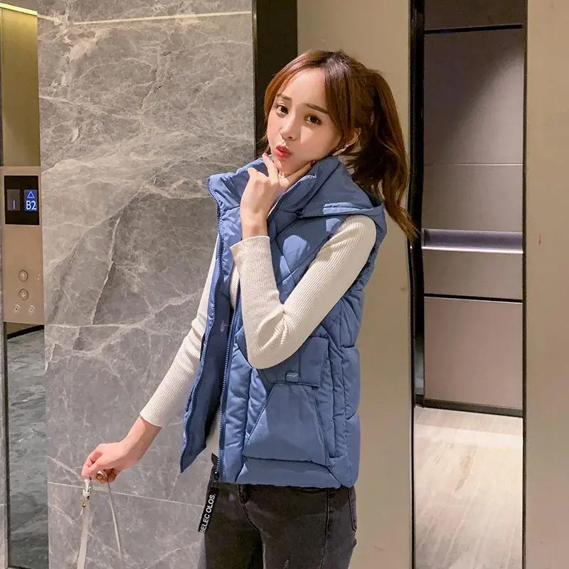 Женский хлопковый жилет со съемным капюшоном осенне-зимний Повседневный