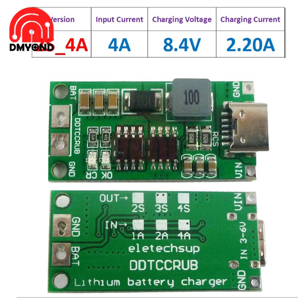 Multi-Cell 2S 3S 4S Type-C To 8.4V 12.6V 16.8V Step-Up Boost LiPo Polymer Li-Ion Charger 7.4V 11.1V 14.8V 18650 Lithium Battery |