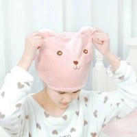 lovely bear cartoon dry hair hat strong water absorption dry quick drying soft shower cap hat turban head wrap bathing tools