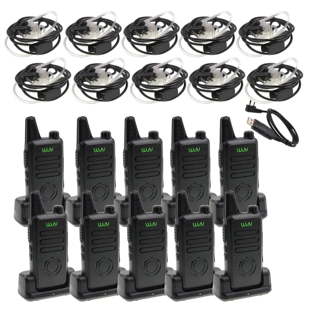 Add charger earpiece 10 шт. WLN KD-C1 Plus UHF мини Портативная рация с скремблером FM трансивер KD-C1 плюс двухстороннее радио Ham коммуникатор - Цвет: Add charger earpiece