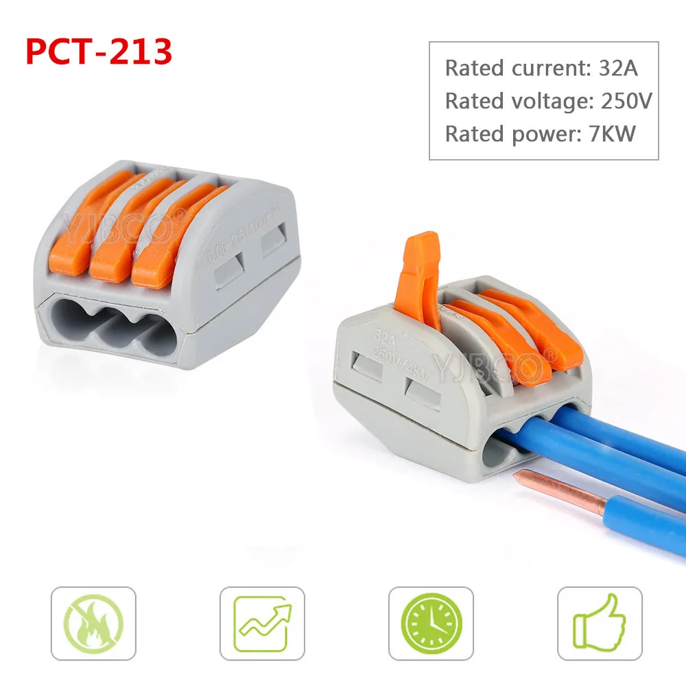 PCT-213 10-100pcs светодиодные полосы светильник компактный Универсальный разъем провода 2pin 3pin 4pin 5pin 8pin разъем, клемма блока вниз светильник разъем - Цвет: PCT-213
