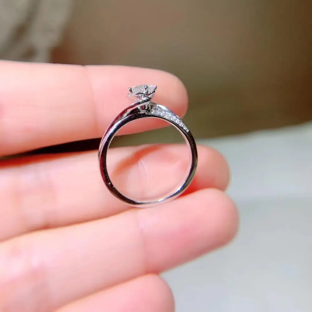 Kkmall магазин круглое серебряное кольцо с муассанитом 0.50ct D VVS роскошное кольцо с муассанитом Weding для женщин