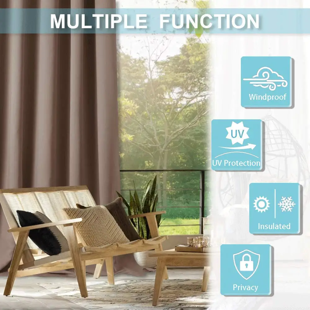 NICETOWN Outdoor Curtain Drape Blackout Light Blocking Fade Resistant with Velcro Tab Top Rust Proof for Porch&Beach&Patio|Занавески| |