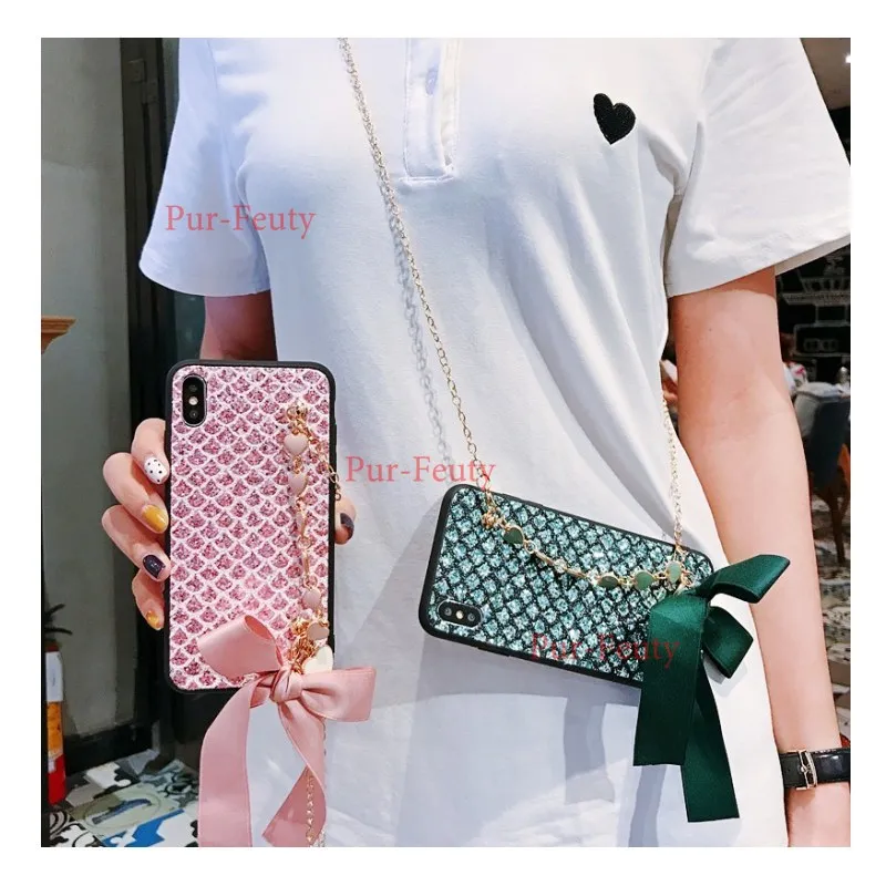 Чехол для телефона блестящий браслет ожерелье бант сердечко чехол Samsung Galaxy A10 A10E