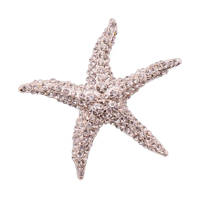 Стразы морская звезда брошь синий розовый белый животное броши женская на