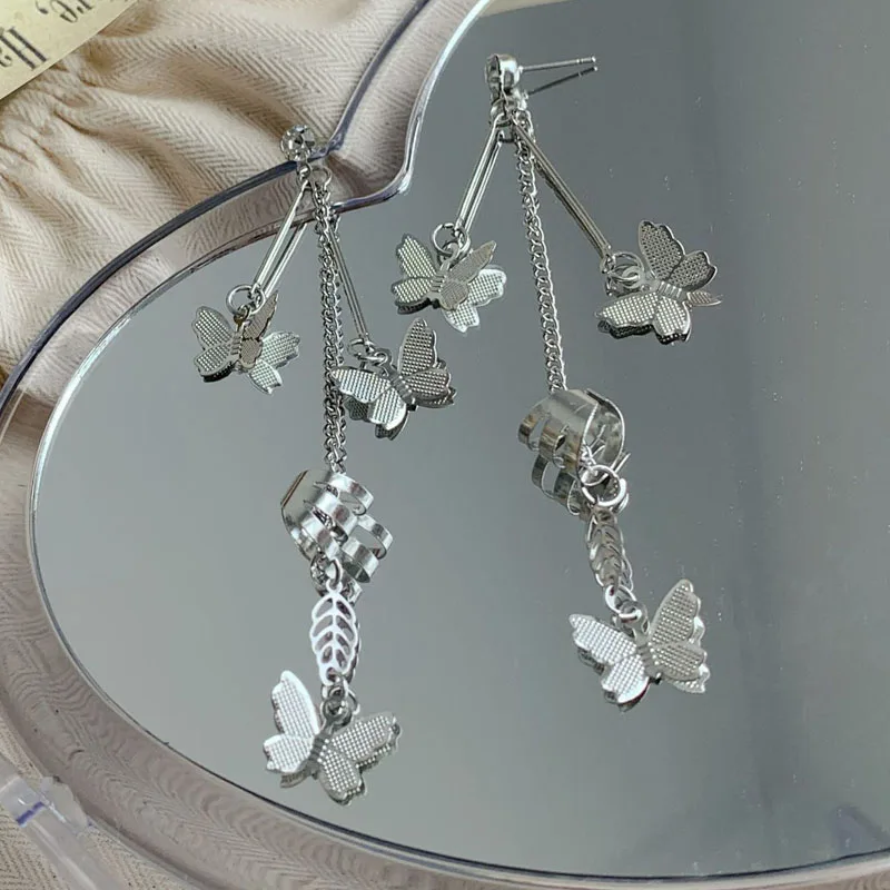 

2021 Women's Earrings Unusual Piercing Butterfly Clip Metal Cartilage Ear Clip Fashion Punk Style Aesthetic Jewelry Wholesale