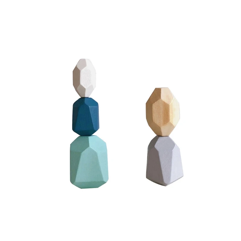 

MXLE 5-32pcs Wooden Sorting Stacking Balancing Stone Rocks Educational Preschool Learning Montessori Toys Building Blocks Game 3