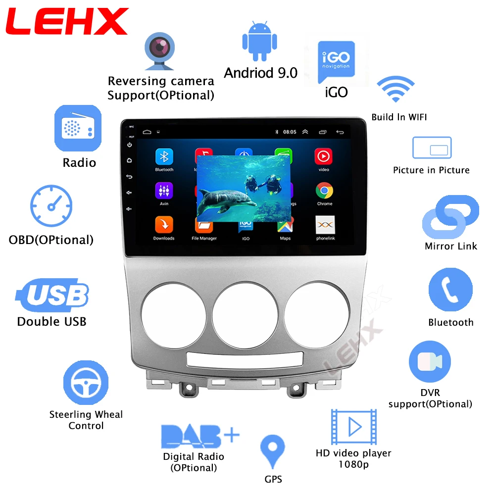 Автомагнитола LEHX 2 din Android 4G LTE autoradio AIO audio RDS мультимедийный видеоплеер для Mazda 5 2005