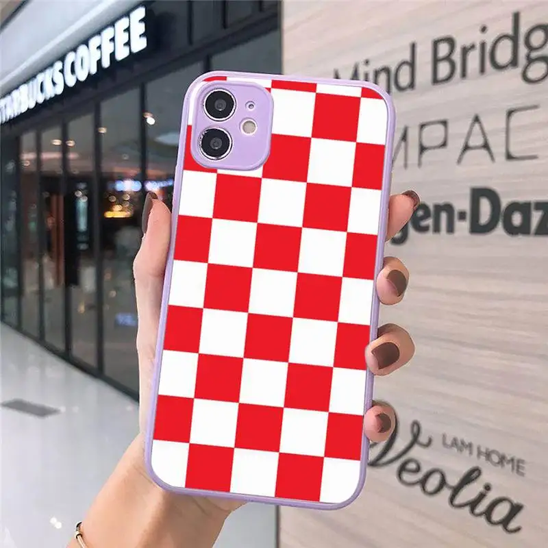 

Checkerboard Pattern art Phone Case Matte Transparent for iPhone 7 8 11 12 s mini pro X XS XR MAX Plus cover funda