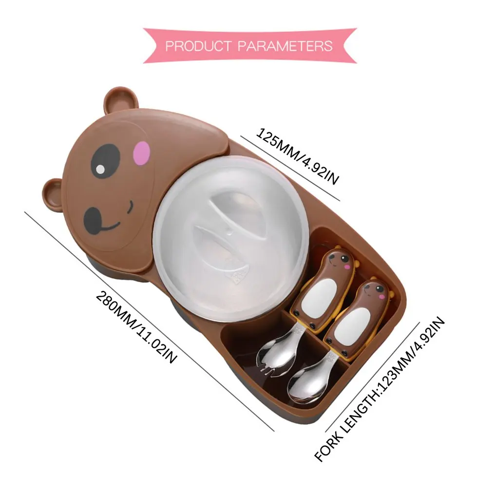 

Baby Divided Dinner Plate Cartoon Children Feeding Plate Portable Non Slip Child Feeding Plate Baby Solid Feeding Table Tray