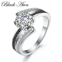 black awn 2022 new nouveau classic silver color jewelry row blackwhite stone wedding rings for women femme bague c334