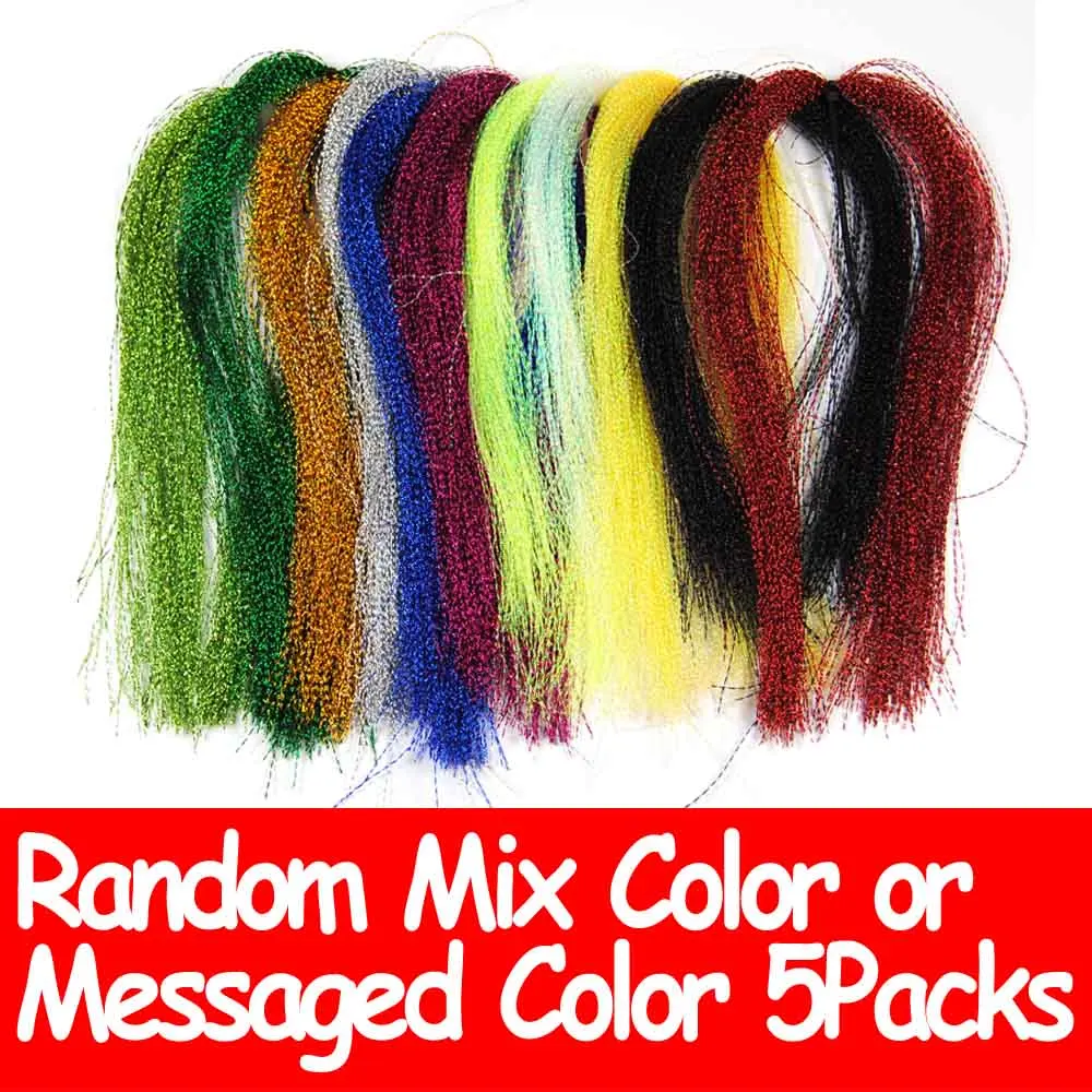 Message Color 5Packs Wifreo 5 упаковок Flashabou Голографическая мишура для ловли нахлыстом, завязывающаяся кристальная светящаяся струнная приманка с крючками для изготовления рыболовного материала розового цвета - Цвет: Message Color 5Packs