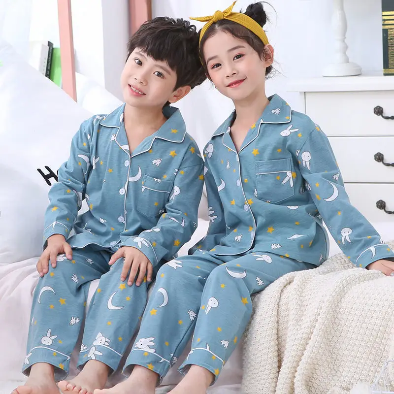 

Детская Пижама весна-осень с длинным рукавом для мужчин и женщин кардиган с мультяшным рисунком детский летний домашний костюм из чесаного ...