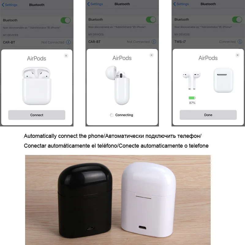I7s TWS Bluetooth Беспроводные наушники с микрофоном Мини Бас Hifi спортивные гарнитура