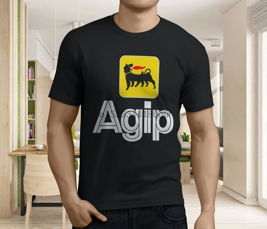 Новая популярная мужская Черная футболка Agip Racing Oil от известной компании размер
