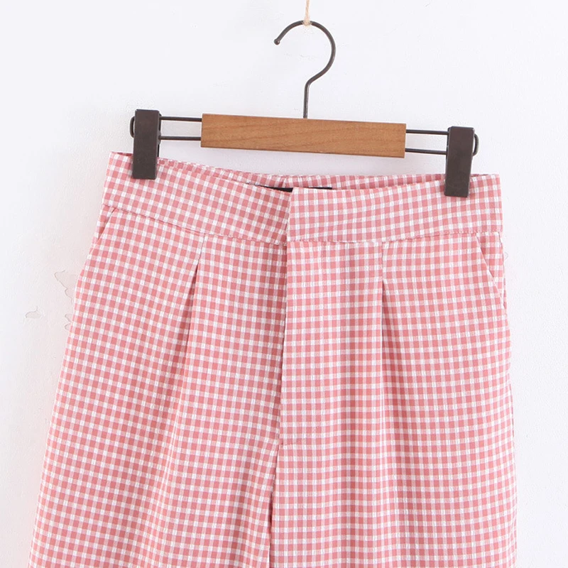 GOPLUS 2020 весенние винтажные розовые клетчатые брюки женские повседневные офисные