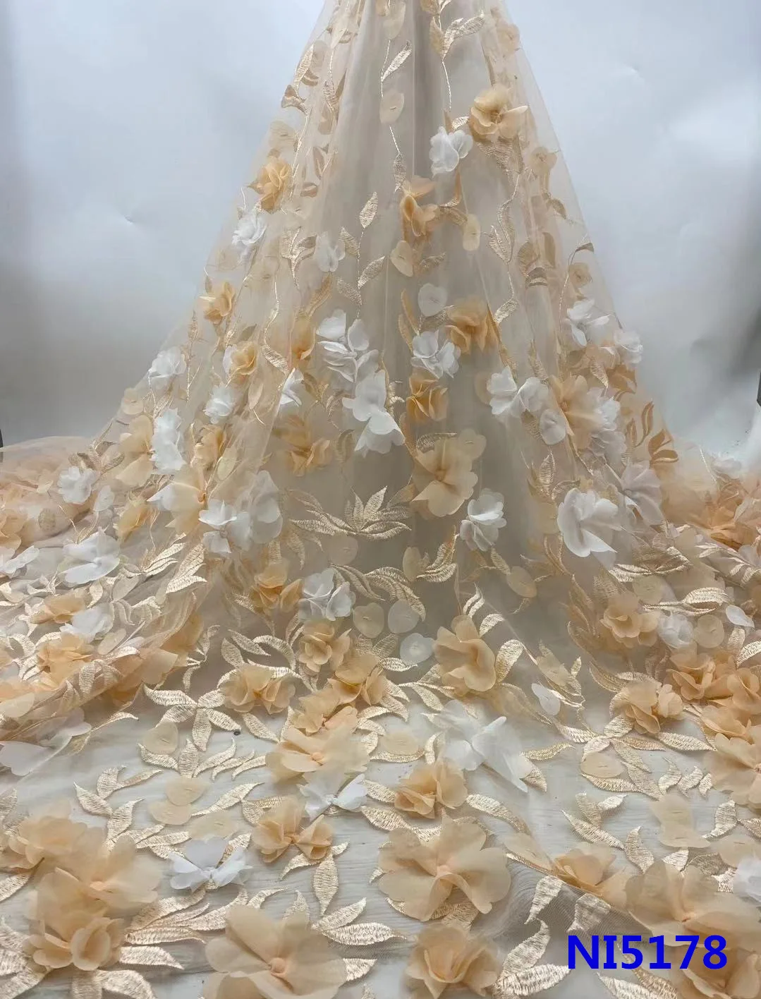 Новинка 2021 тюль с 3D вышивкой и цветами Африканское кружево для свадебного платья