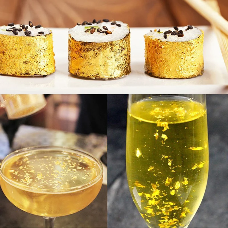 

Edible 24K Gold Leaf Real Gold Foil 50PCS 9.33x9.33cm for Edible Cake Decoration Facial Mask Arts Cr