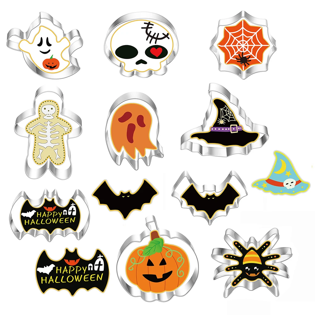 

10pcs/Set Halloween Cookie Cutter Stainless Steel Biscuits Mold Non-Stick Cookies Mould Chocolate Stamp DIY Kitchen Baking Tools