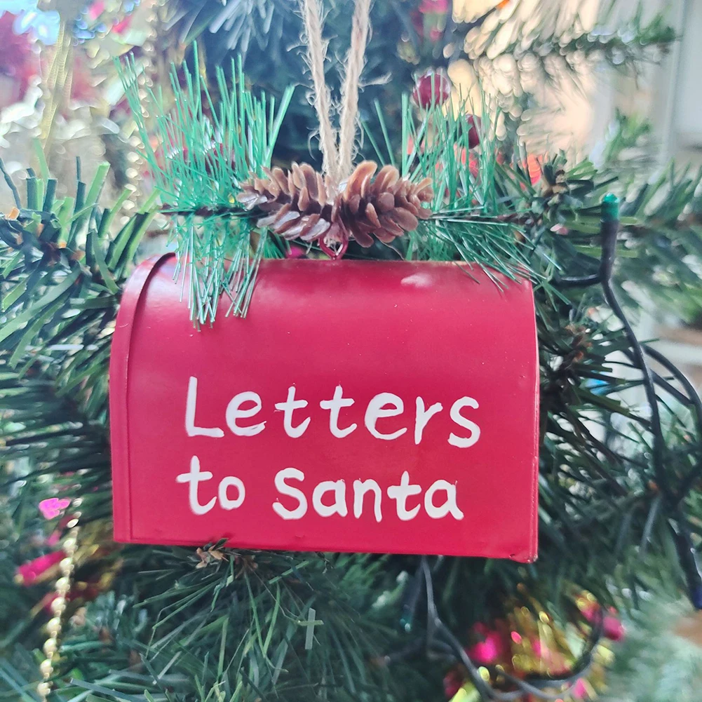 Creative Christmas Mailbox Wrought Iron Ornaments Crafts Metal Candy Gift Storage Mail Box Xmas Tree Decoration Pendant Organize | Игрушки и
