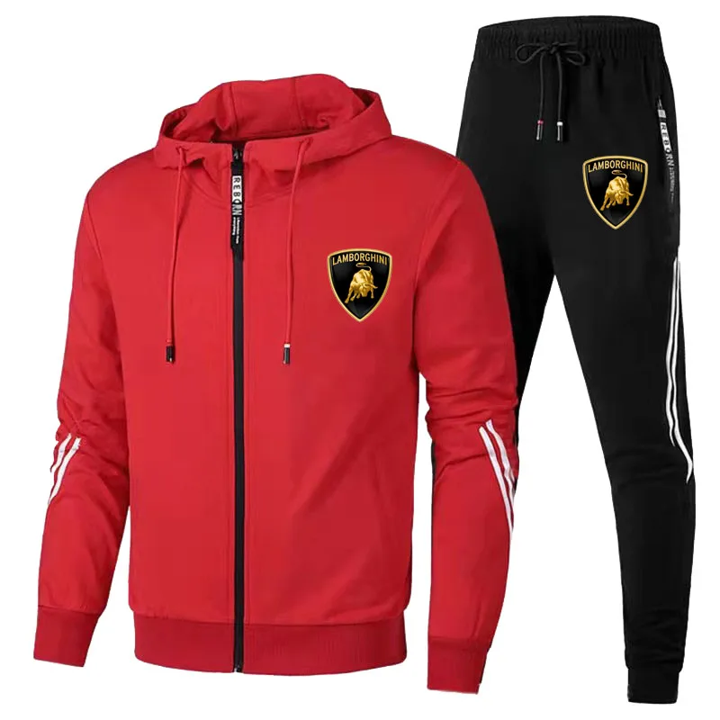 

2020 Casual Tracksuit Men Sets Hoodies And Pants Two Piece Sets Zipper Hooded Sweatshirt Outfit Sportswear Male Suit Clothing