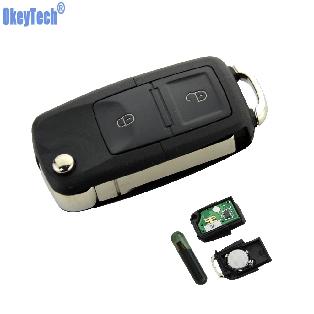 OkeyTech 2 кнопочный откидной пульт дистанционного управления брелок 434 МГц ID48 чип