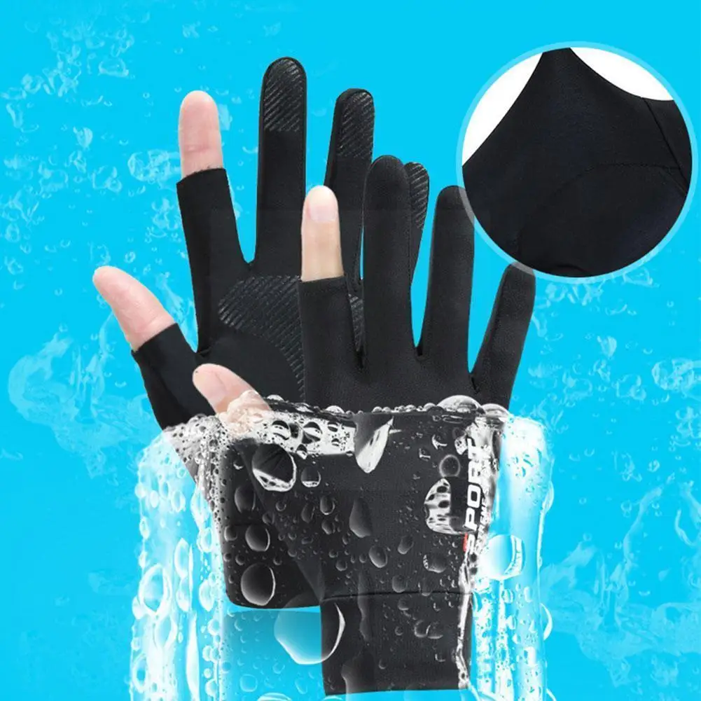 

Ледяные шелковые спортивные перчатки с пальцами для улицы, фитнеса, перчатки для вождения, рыбалки, езды, экран C1y5