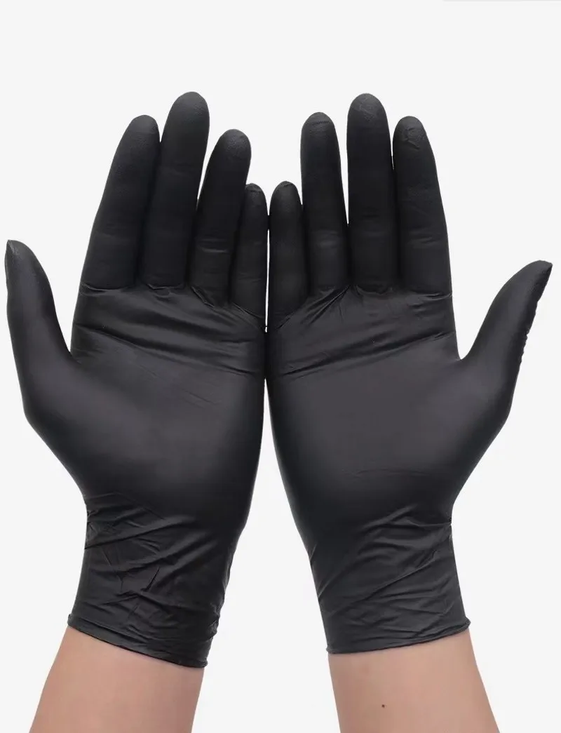 

1/6/10/20/30/50Pcs Disposable Black Protective Gloves PVC Anti-Acid alkali Gloves for Car Repair Beauty Salon Protective Gloves