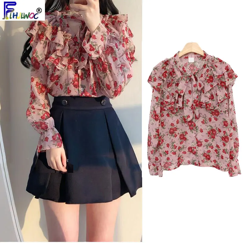 Осенние дизайнерские топы базовая одежда женская шифоновая блузка с