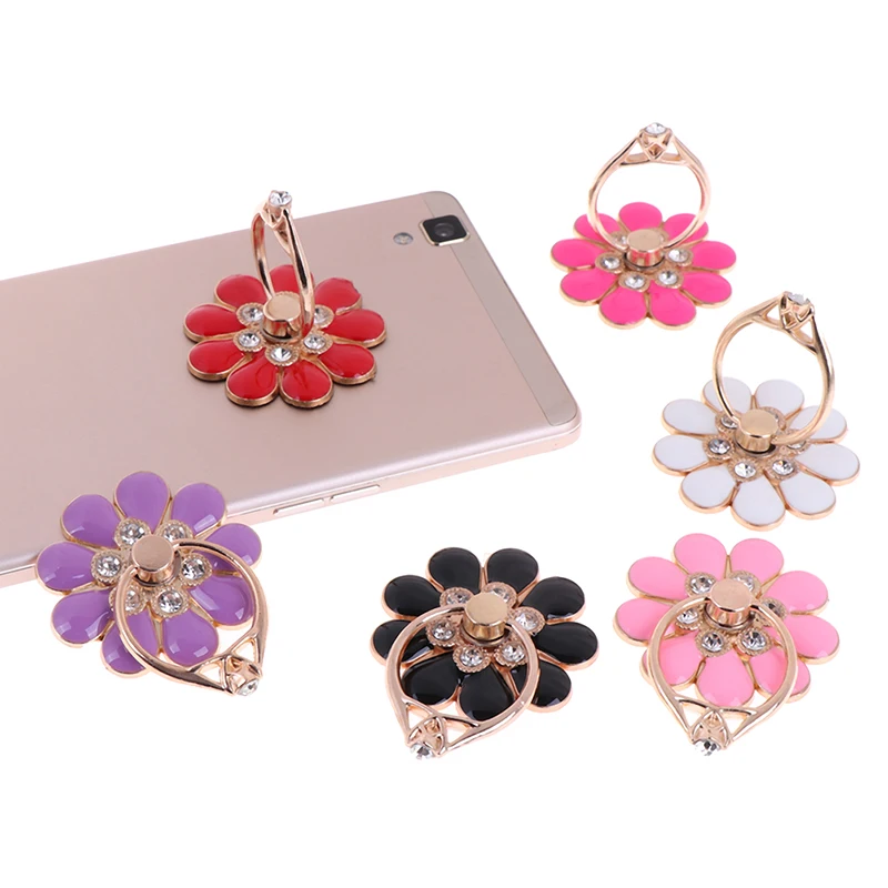 

Reusable Mobile Phone Holder Flower Finger Ring Smartphone Colorful Metal Stand Holder Phone Holder Stand For All Phone