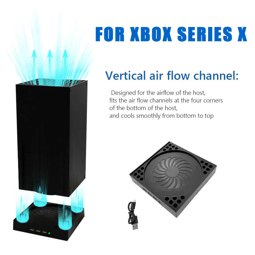 Основание для зарядки и охлаждения 2021 New Cooler Charger Stand Base 3-Speed Adjust для игровой консоли Xbox Series X, с встроенным вентилятором охлаждения и 3 USB-портами.