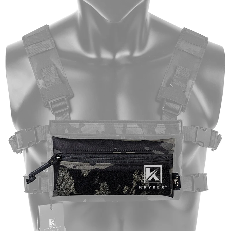 

KRYDEX 4*8 Tactical Zipper Hook Candy Pouch W/ Loop & Hook For MK3 MK4 Ready Chest Rig Plate Carrier Vest Multicam Black