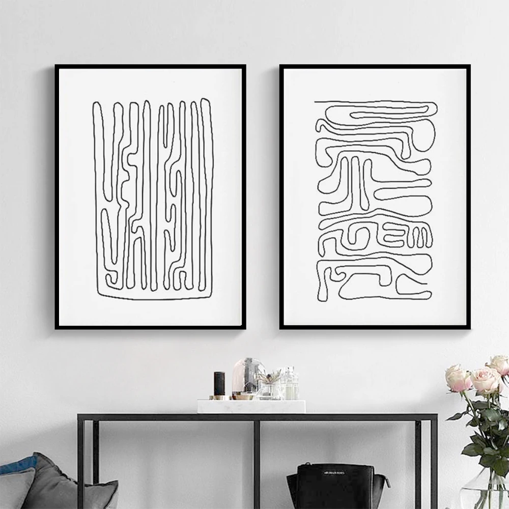 Абстрактная линия Арт минималистичный настенный арт-плакат принты