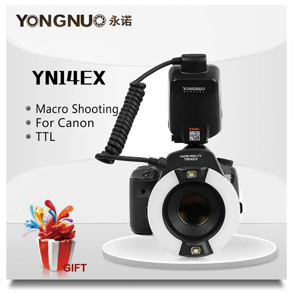 Светодиодная лампа для видеосъемки Yongnuo YN 14EX YN14ex ttl кольцо вспышка макросъемки