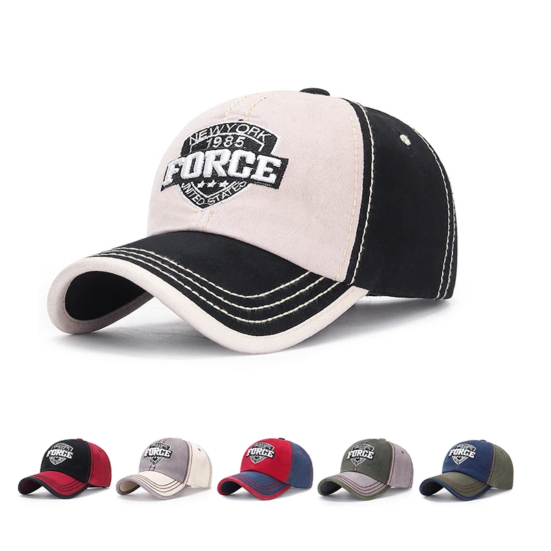 Бейсболка Мужская/женская с вышивкой и надписью FORCE модная стирающаяся хлопковая