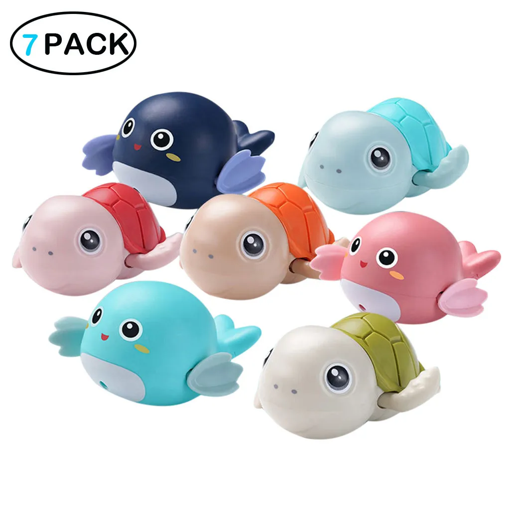 

7pc Bath Toys Turtle Dolphin Baby Shower Baby Wind Up Swim Play Toy Swimming Pool Accessories Baby Play In Water Random Color